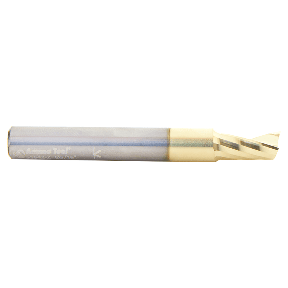 5/16" Dia x 9/16" Solid Carbide CNC Spiral 'O' Flute, Aluminum Cutting, 5/16" Shank, Up-Cut ZrN Coated Router Bit Alt 2 - Image