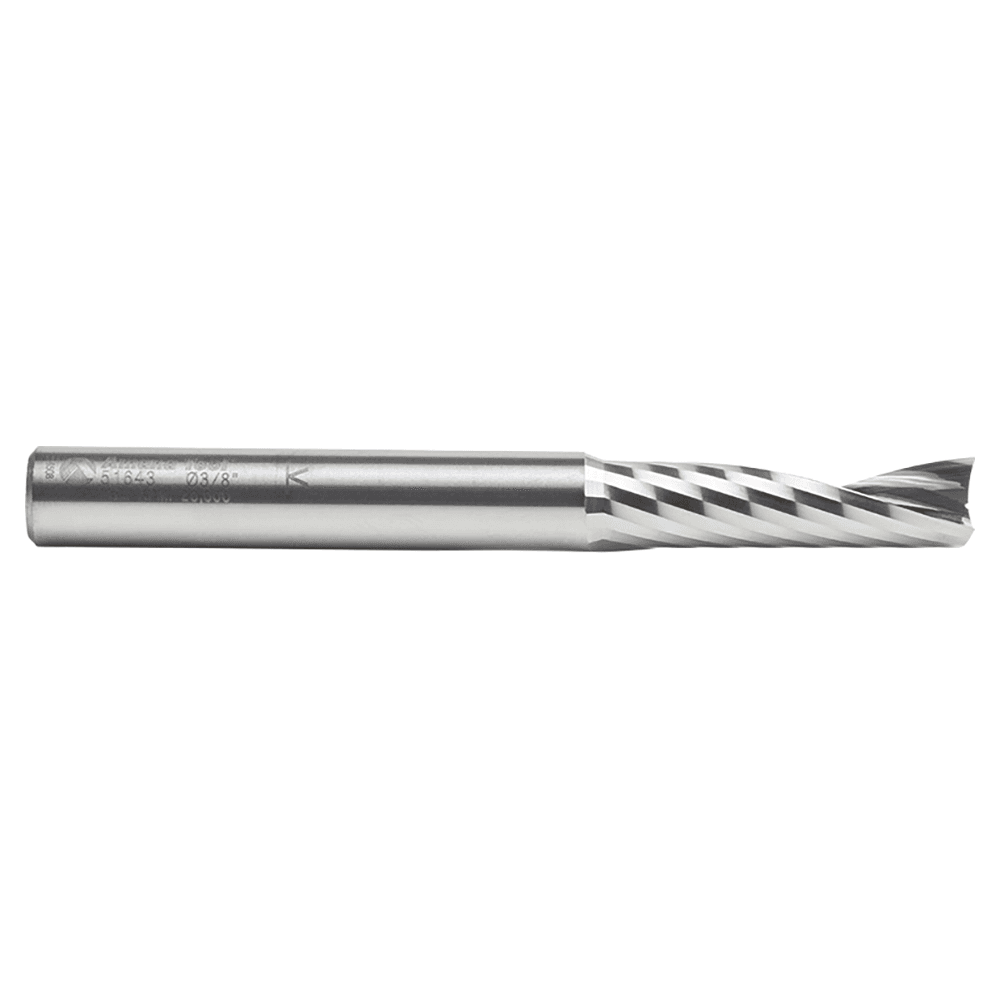 3/8" Dia x 1-3/8" Solid Carbide CNC Spiral 'O' Single Flute, Aluminum Cutting, 3/8" Shank, 3-1/2" Long Up-Cut Router Bit Alt 1 - Image