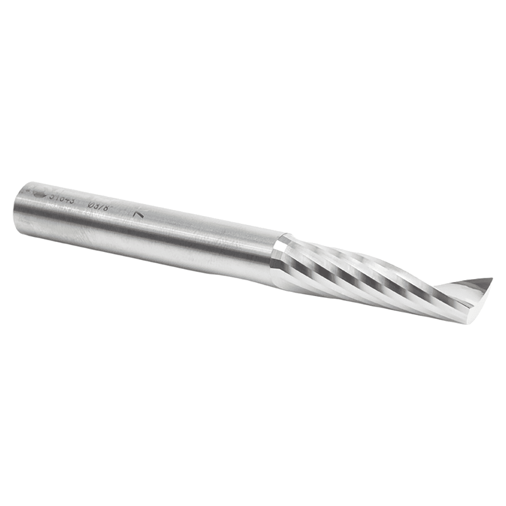 3/8" Dia x 1-3/8" Solid Carbide CNC Spiral 'O' Single Flute, Aluminum Cutting, 3/8" Shank, 3-1/2" Long Up-Cut Router Bit Alt 2 - Image