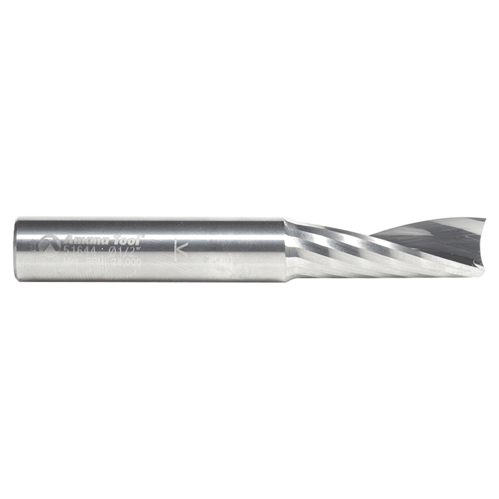 1/2" Dia x 1-3/8" Solid Carbide CNC Spiral 'O' Single Flute, Aluminum Cutting, 1/2" Shank, 3-1/2" Long Up-Cut Router Bit Alt 2 - Image