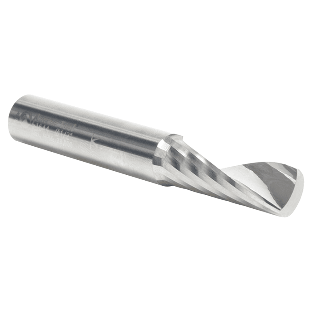 1/2" Dia x 1-3/8" Solid Carbide CNC Spiral 'O' Single Flute, Aluminum Cutting, 1/2" Shank, 3-1/2" Long Up-Cut Router Bit Alt 3 - Image
