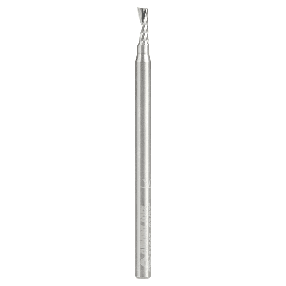 3/32" Dia x 1/4" Solid Carbide CNC Spiral 'O' Single Flute, Plastic Cutting, 1/8" Shank, Up-Cut Design Router Bit Alt 1 - Image