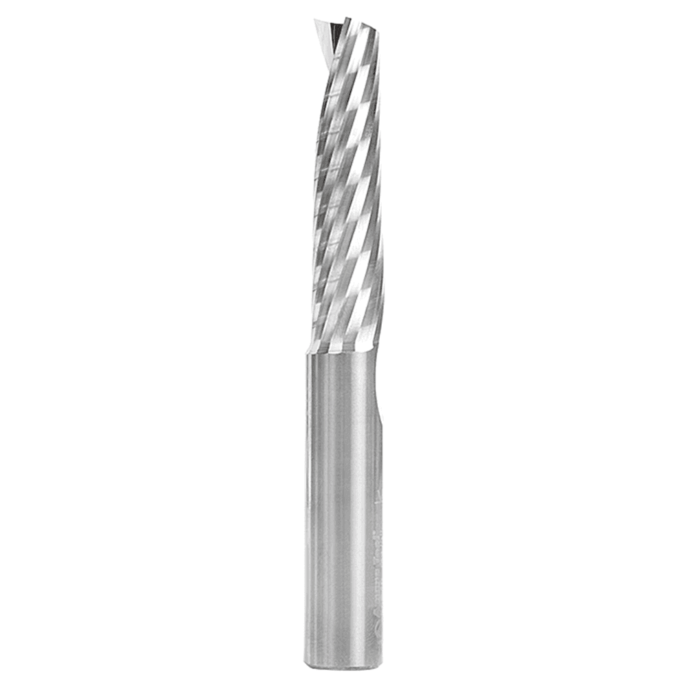 1/2" Dia x 2" Solid Carbide CNC Spiral 'O' Single Flute, Plastic Cutting, 1/2" Shank, 4" Long Up-Cut Router Bit Alt 1 - Image