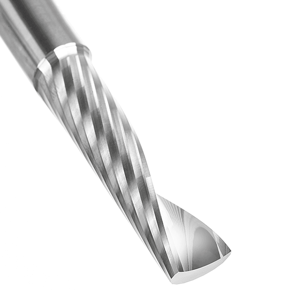 1/2" Dia x 2" Solid Carbide CNC Spiral 'O' Single Flute, Plastic Cutting, 1/2" Shank, 4" Long Up-Cut Router Bit Alt 4 - Image