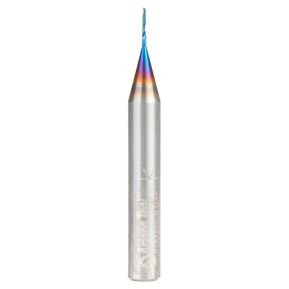 1/32" Dia x 3/16" Solid Carbide CNC Spektra Extreme Tool Life Coated Spiral 'O' Single Flute, Plastic Cutting, 1/4" Shank, 2" Long Up-Cut Router Bit Alt 1 - Image
