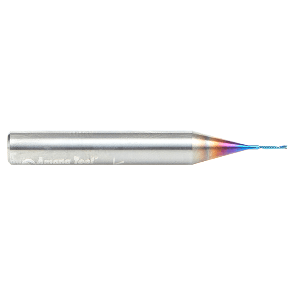 1/32" Dia x 3/16" Solid Carbide CNC Spektra Extreme Tool Life Coated Spiral 'O' Single Flute, Plastic Cutting, 1/4" Shank, 2" Long Up-Cut Router Bit Alt 2 - Image