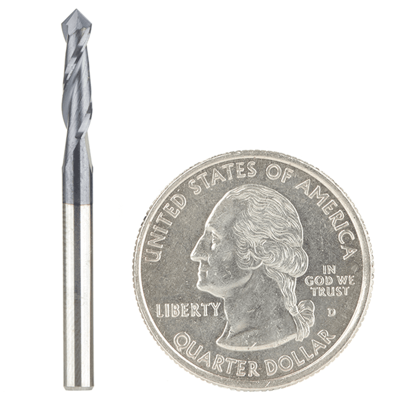 1/8" x 1-1/2" High Performance CNC 'V' Up-Cut Spiral Drill Router Bit/End Mill, 2-Flute, 1/8" Shank - Main Image