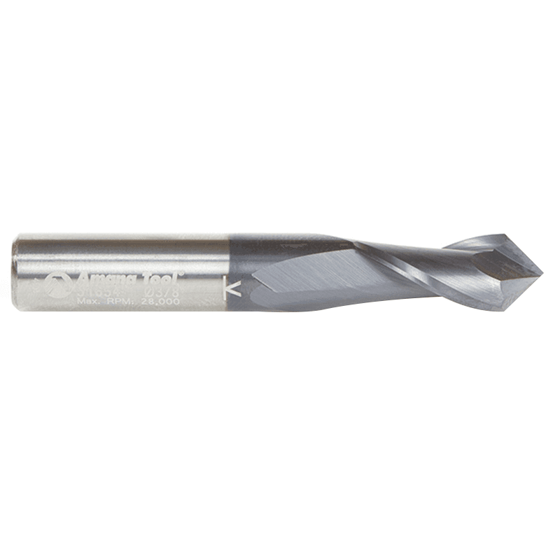 3/8" x 2-1/2" High Performance CNC 'V' Up-Cut Spiral Drill Router Bit/End Mill, 2-Flute, 3/8" Shank - Alt Image 2