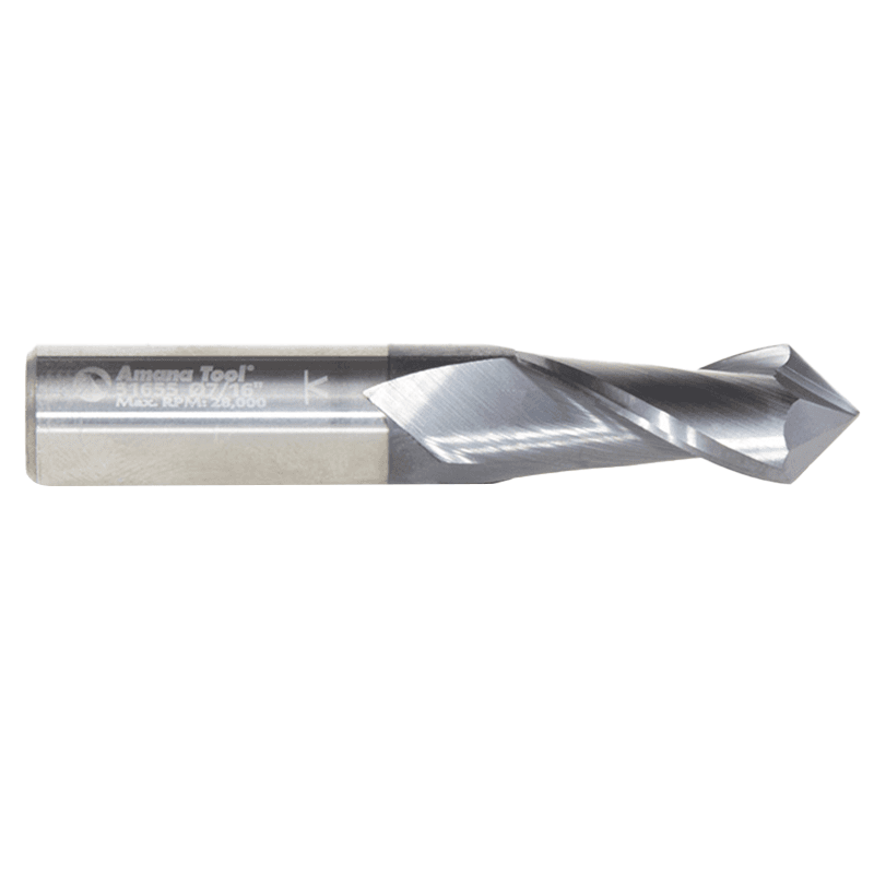 7/16" x 2-1/2" High Performance CNC 'V' Up-Cut Spiral Drill Router Bit/End Mill, 2-Flute, 7/16" Shank - Alt Image 1