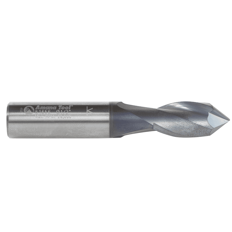 1/2" x 3" High Performance CNC 'V' Up-Cut Spiral Drill Router Bit/End Mill, 2-Flute, 1/2" Shank - Alt Image 2