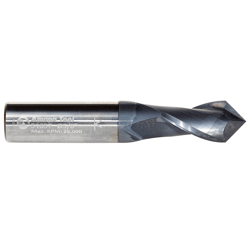 5/8" x 3-1/2" High Performance CNC 'V' Up-Cut Spiral Drill Router Bit/End Mill, 2-Flute, 5/8" Shank - Alt Image 1