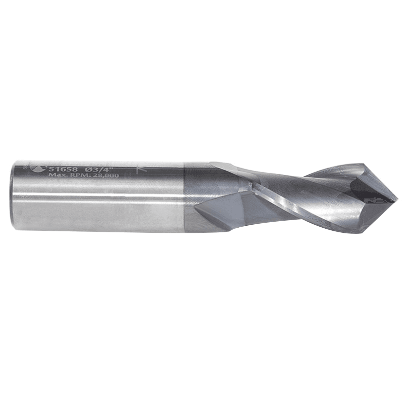 3/4" x 4" High Performance CNC 'V' Up-Cut Spiral Drill Router Bit/End Mill, 2-Flute, 3/4" Shank - Alt Image 1