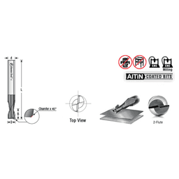 1/8" Dia x 3/8" CNC Solid Carbide Up-Cut Spiral Router Bit for Steel/Stainless Steel with AlTiN Coating 2-Flute, 1/8" Shank Alt 4 - Image