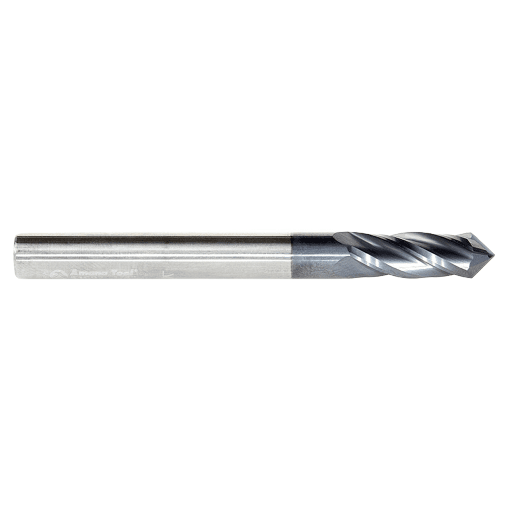 1/4" Dia x 1/8 High Performance CNC Solid Carbide 'V' Spiral Drills with AlTiN Coating 4-Flute, 1/4" Shank, 2-1/2" Long Up-Cut Router Bit, /End Mill Alt 2 - Image
