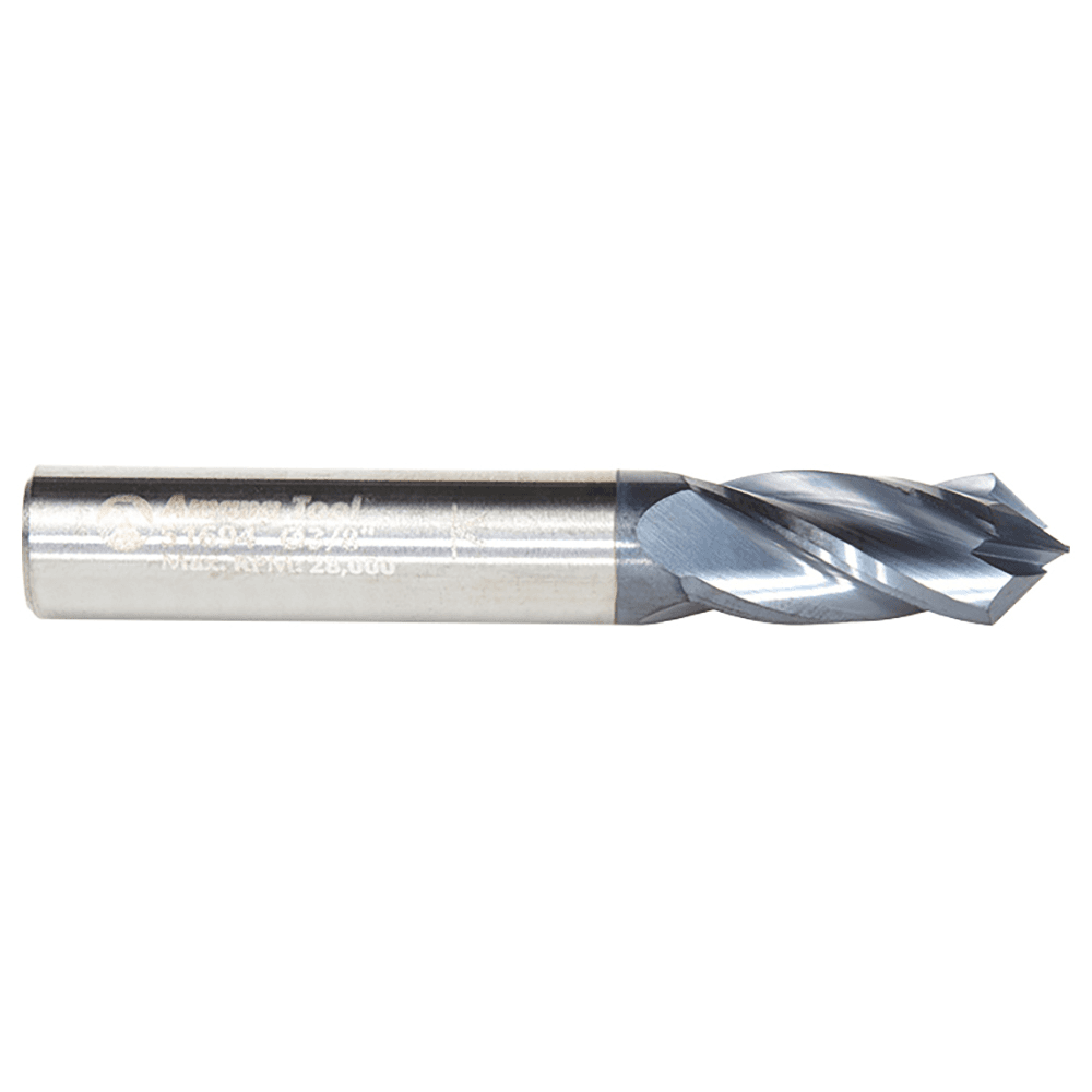 3/8" Dia x 3/16" High Performance CNC Solid Carbide 'V' Spiral Drills with AlTiN Coating 4-Flute, 3/8" Shank x 2-1/2" Long Up-Cut Router Bit, /End Mill Alt 2 - Image