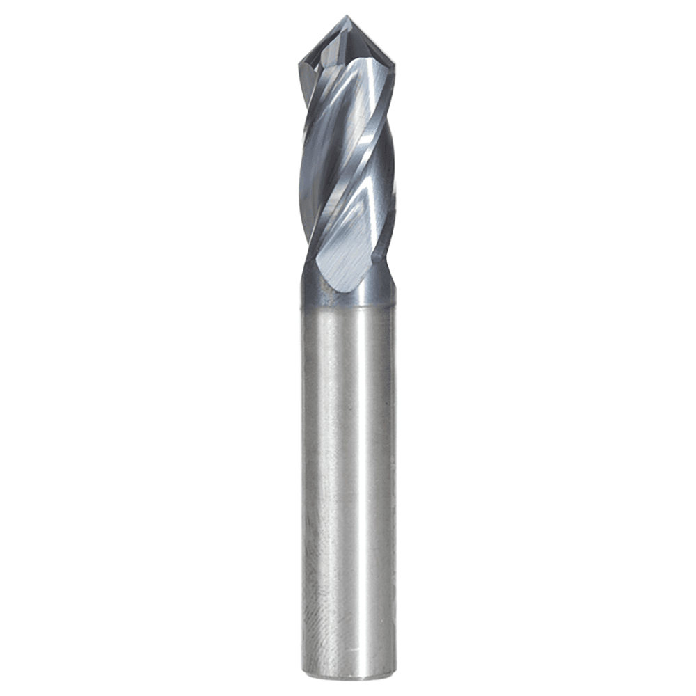 3/8" Dia x 3/16" High Performance CNC Solid Carbide 'V' Spiral Drills with AlTiN Coating 4-Flute, 3/8" Shank x 2-1/2" Long Up-Cut Router Bit, /End Mill Main - Image