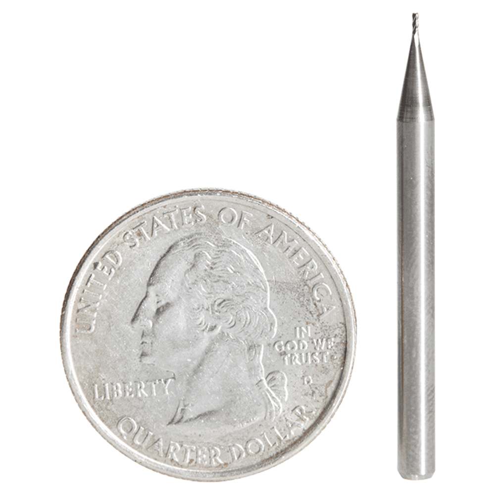 51721 0.020" AlTiN Coated CNC Steel Square Mini End Mill Bit, 4-Flute Alt 1 - Image