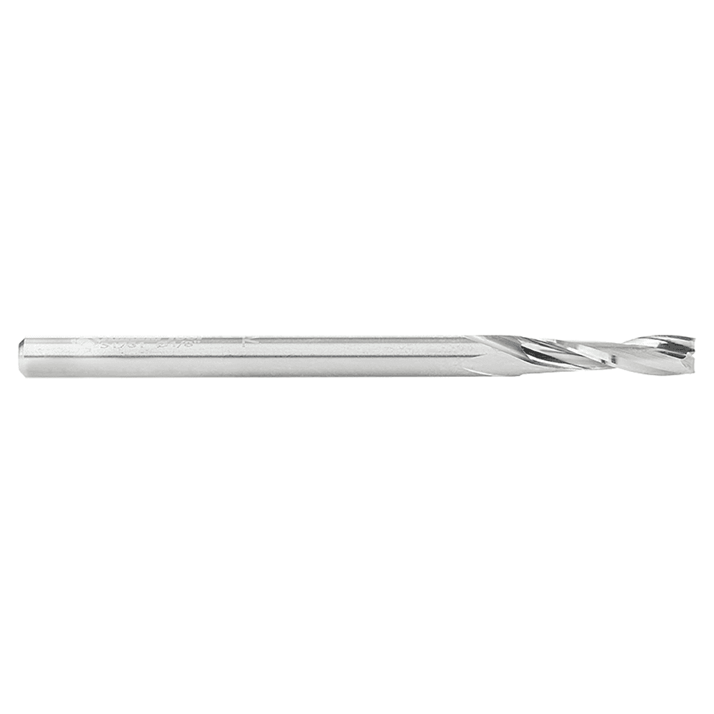 1/8" Dia x 1/2" Solid Carbide CNC Spiral Double 'O' Flute, Plastic Cutting, 1/8" Shank, 2" Long Up-Cut Router Bit Alt 2 - Image