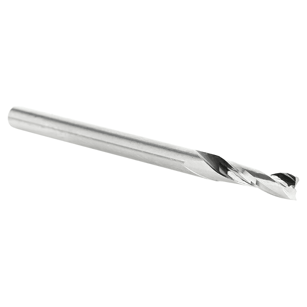 1/8" Dia x 1/2" Solid Carbide CNC Spiral Double 'O' Flute, Plastic Cutting, 1/8" Shank, 2" Long Up-Cut Router Bit Alt 3 - Image
