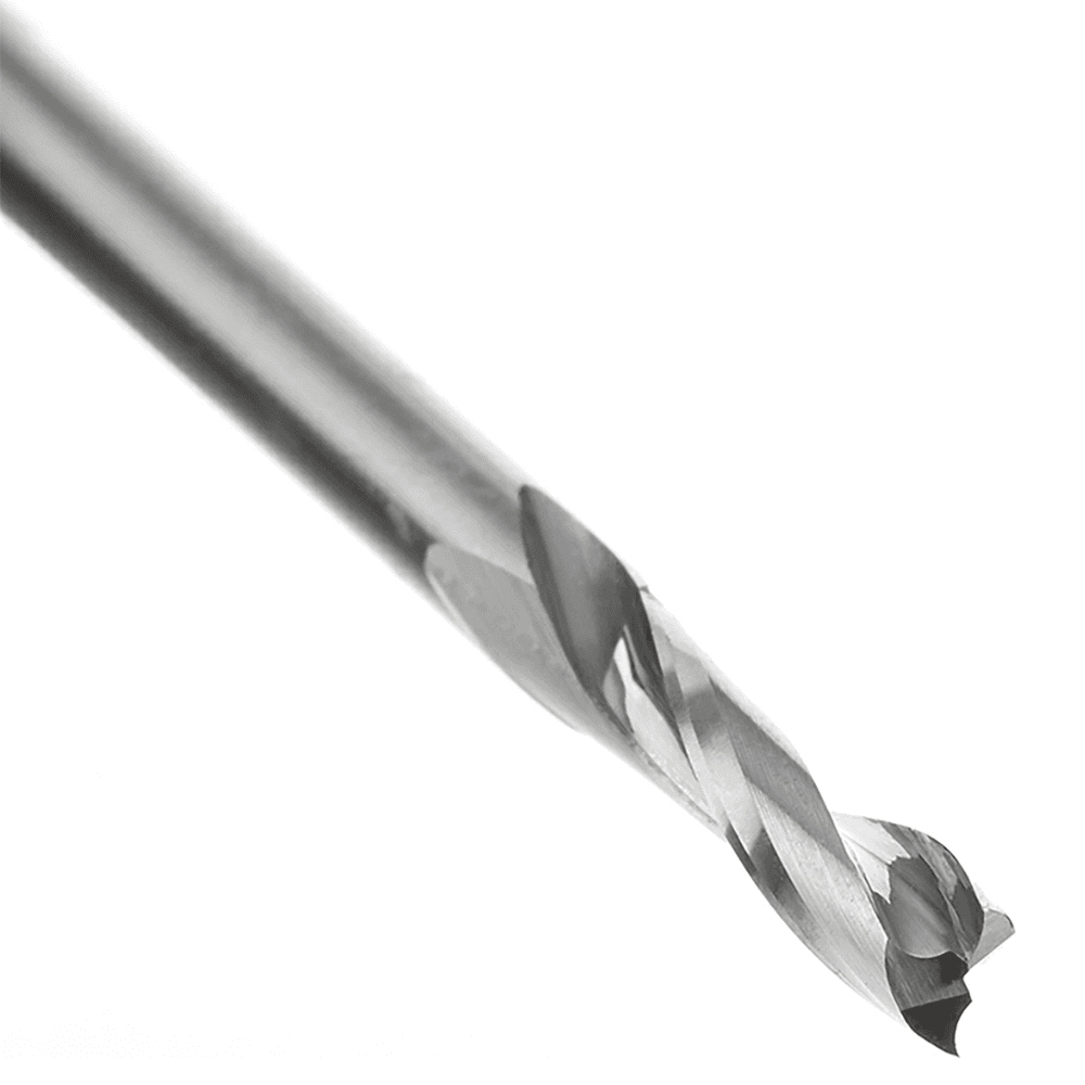 1/8" Dia x 1/2" Solid Carbide CNC Spiral Double 'O' Flute, Plastic Cutting, 1/8" Shank, 2" Long Up-Cut Router Bit Alt 4 - Image