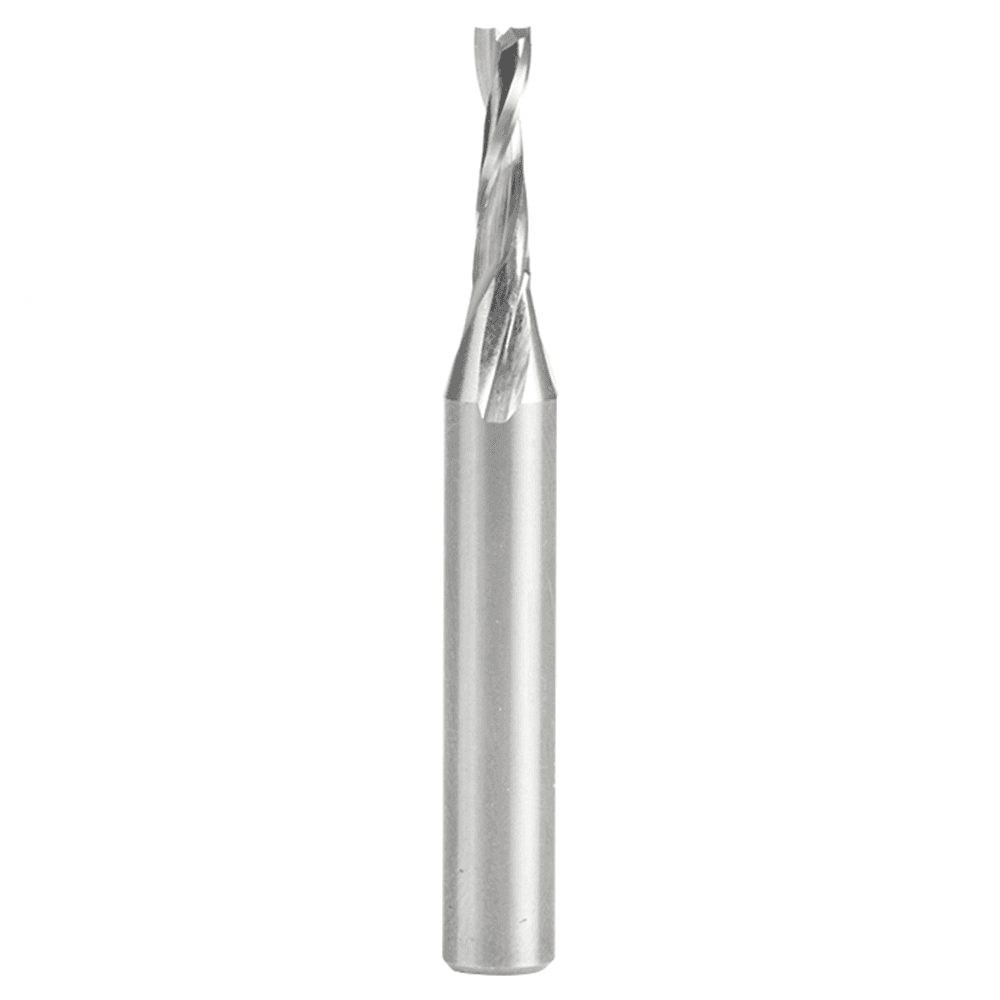 1/8" Dia x 1/2" Solid Carbide CNC Spiral Double 'O' Flute, Plastic Cutting, 1/4" Shank, 2" Long Up-Cut Router Bit Alt 1 - Image