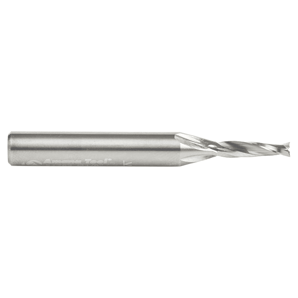 1/8" Dia x 1/2" Solid Carbide CNC Spiral Double 'O' Flute, Plastic Cutting, 1/4" Shank, 2" Long Up-Cut Router Bit Alt 2 - Image