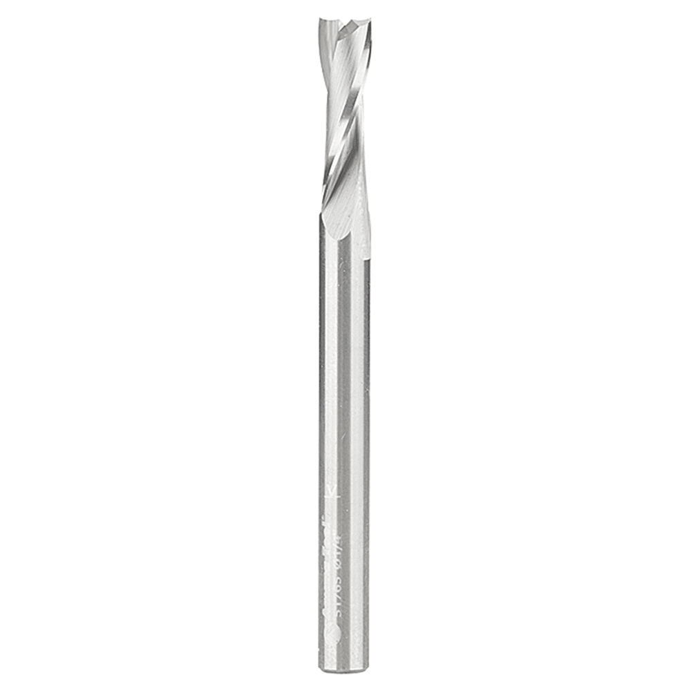 1/4" Dia x 7/8" Solid Carbide CNC Spiral Double 'O' Flute, Plastic Cutting, 1/4" Shank, 3" Long Up-Cut Router Bit Alt 1 - Image