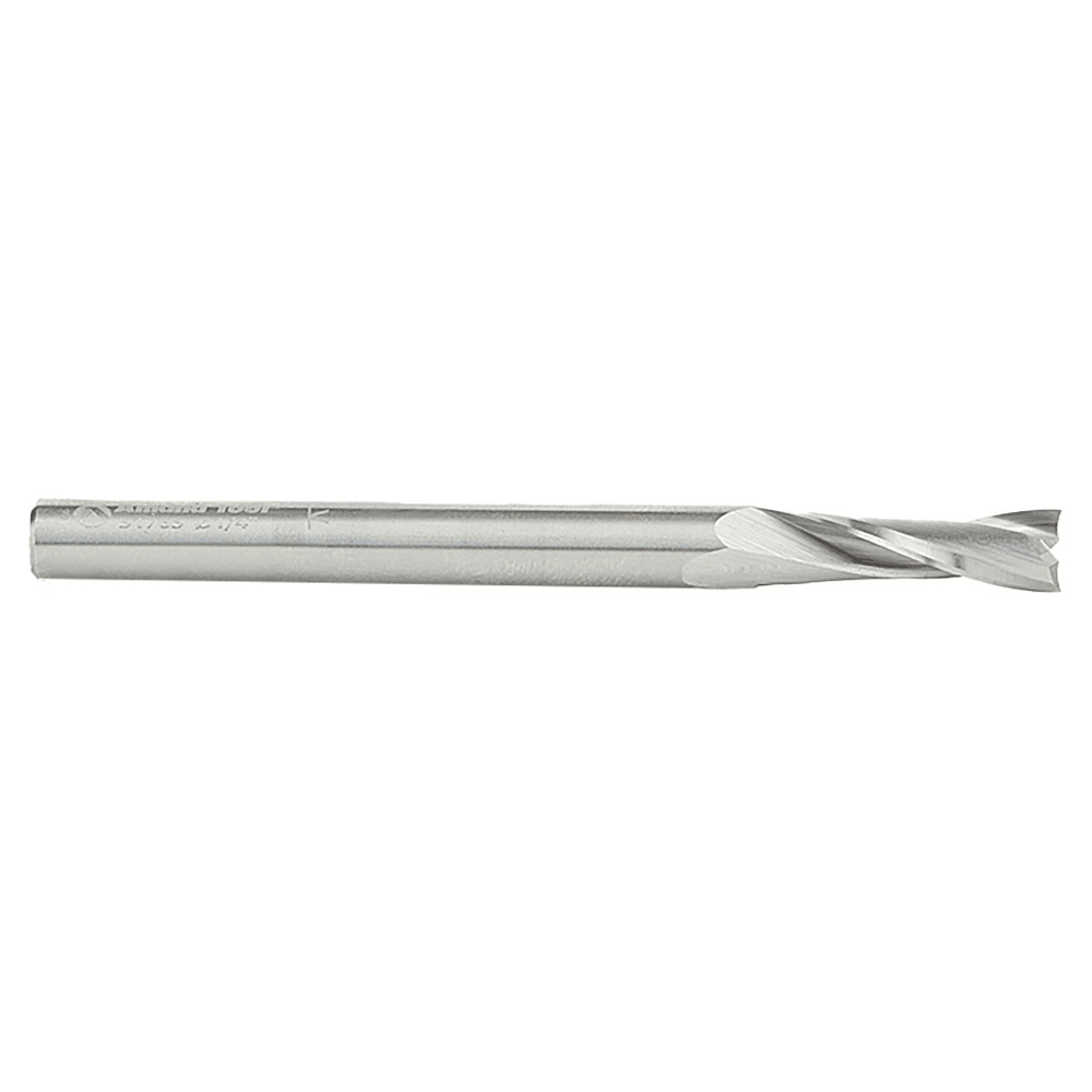 1/4" Dia x 7/8" Solid Carbide CNC Spiral Double 'O' Flute, Plastic Cutting, 1/4" Shank, 3" Long Up-Cut Router Bit Alt 2 - Image