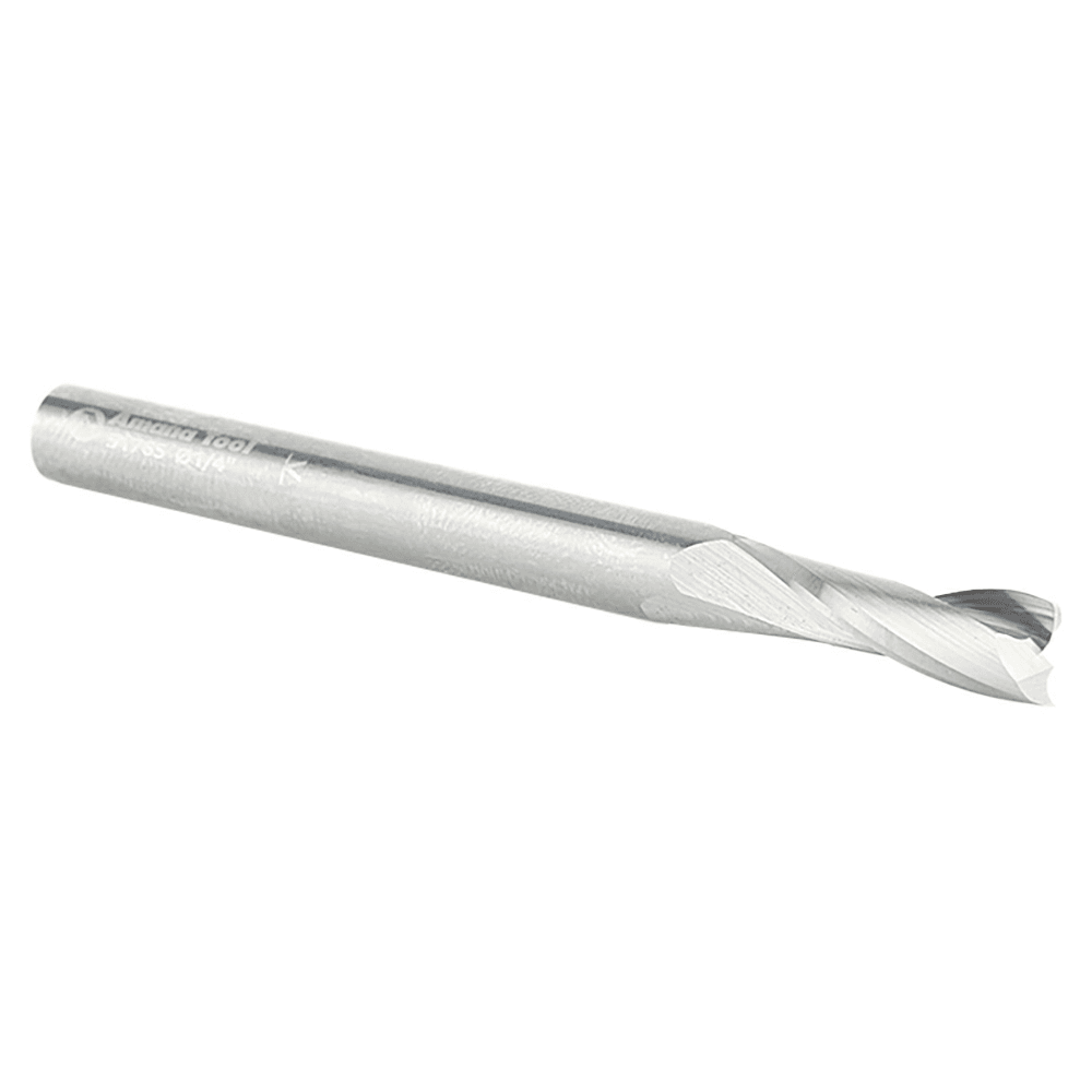 1/4" Dia x 7/8" Solid Carbide CNC Spiral Double 'O' Flute, Plastic Cutting, 1/4" Shank, 3" Long Up-Cut Router Bit Alt 3 - Image