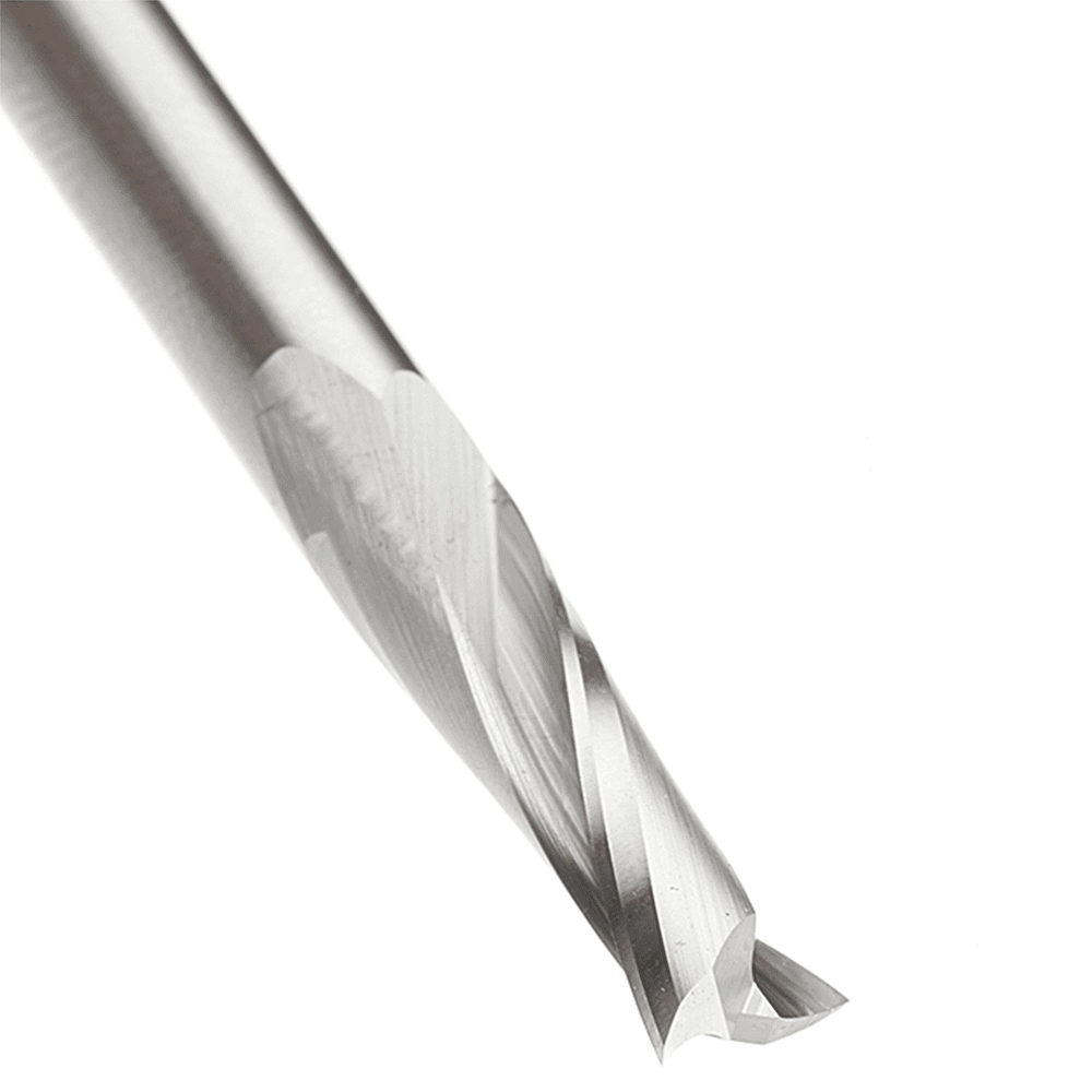 1/4" Dia x 7/8" Solid Carbide CNC Spiral Double 'O' Flute, Plastic Cutting, 1/4" Shank, 3" Long Up-Cut Router Bit Alt 5 - Image