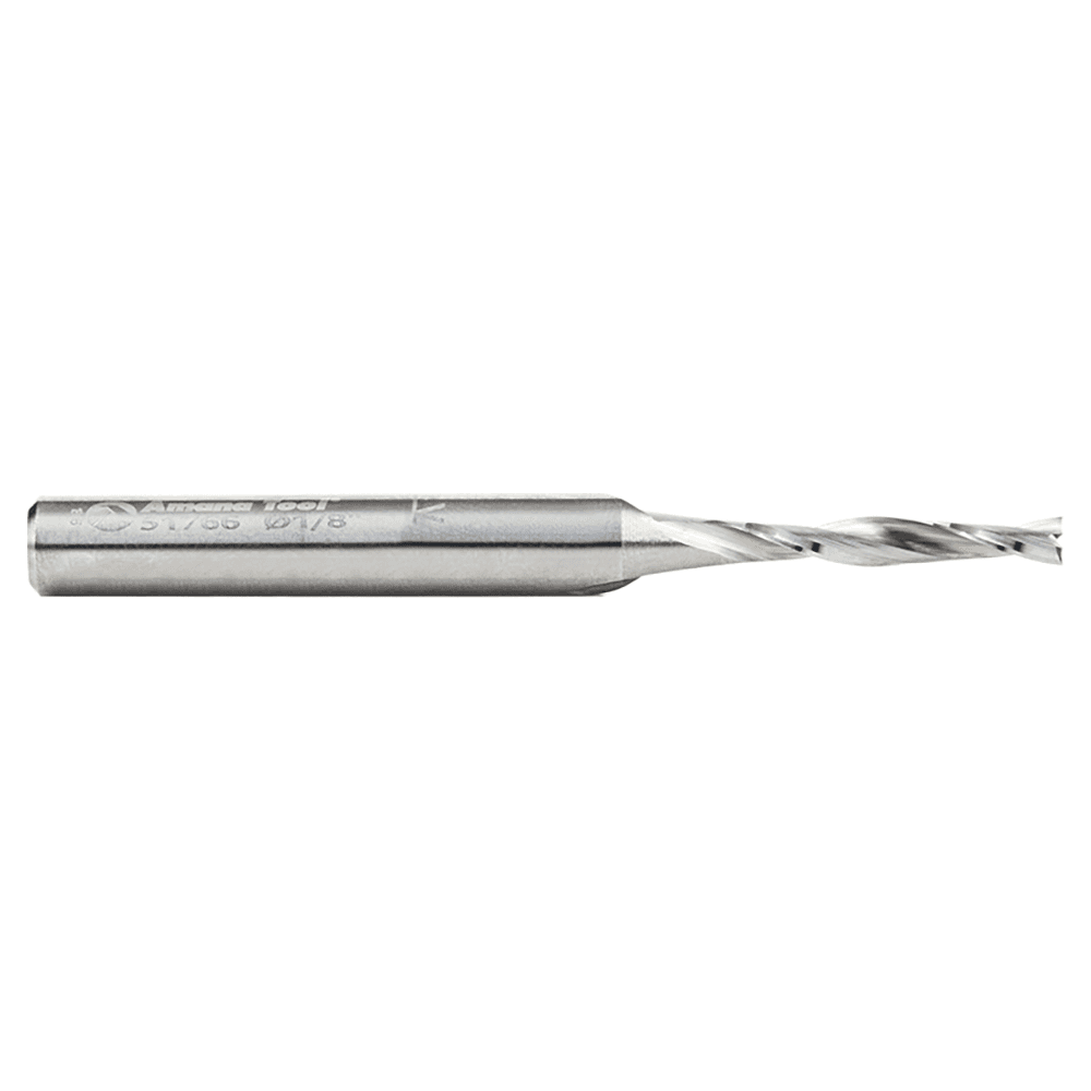 1/8" Dia x 3/4" Solid Carbide CNC Spiral Double 'O' Flute, Plastic Cutting, 1/4" Shank, 2-1/2" Long Up-Cut Router Bit Alt 2 - Image