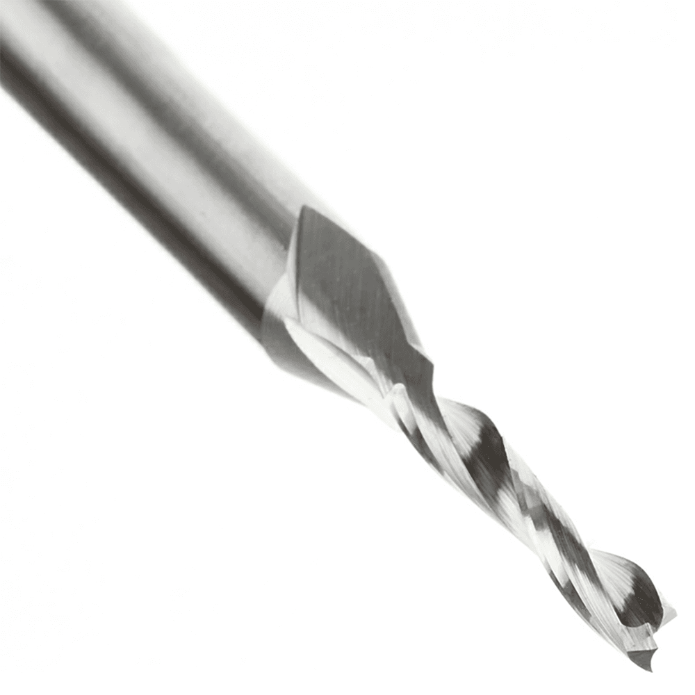 1/8" Dia x 3/4" Solid Carbide CNC Spiral Double 'O' Flute, Plastic Cutting, 1/4" Shank, 2-1/2" Long Up-Cut Router Bit Alt 4 - Image