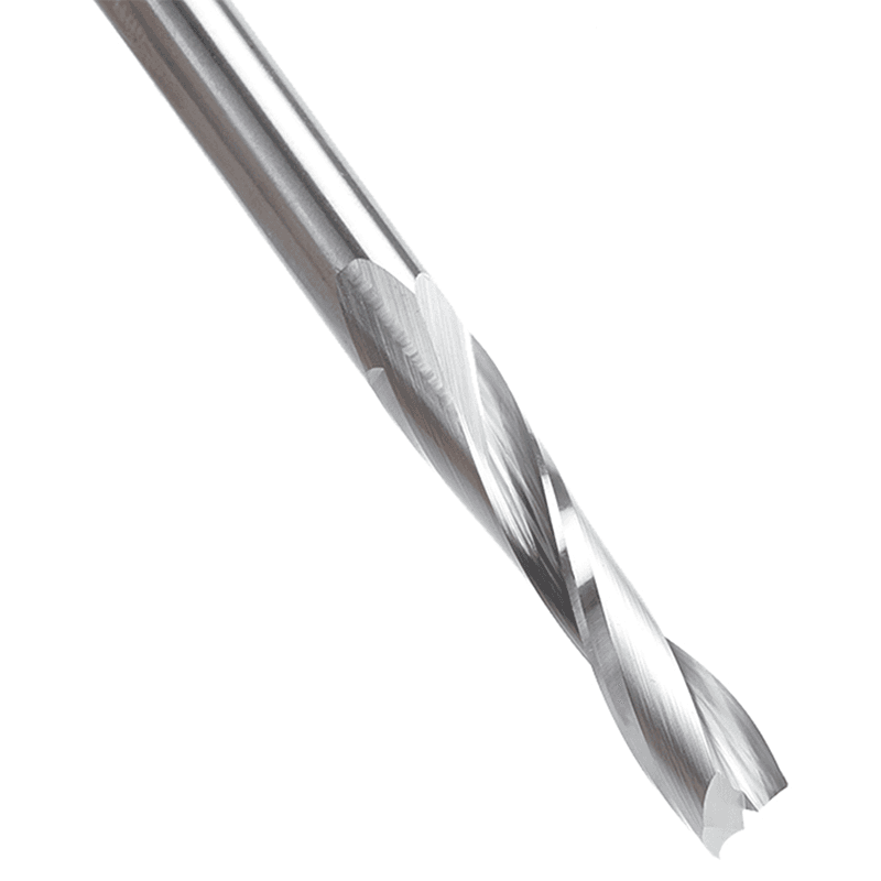 1/4" Dia x 1-1/4" Solid Carbide CNC Spiral Double 'O' Flute, Plastic Cutting, 1/4" Shank, 3" Long Up-Cut Router Bit Alt 4 - Image