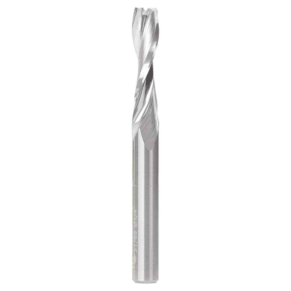 1/4" Dia x 1" Solid Carbide CNC Spiral 'O' Double Flute, Plastic Cutting, 1/4" Shank, 2-1/2" Long Up-Cut Router Bit Alt 1 - Image