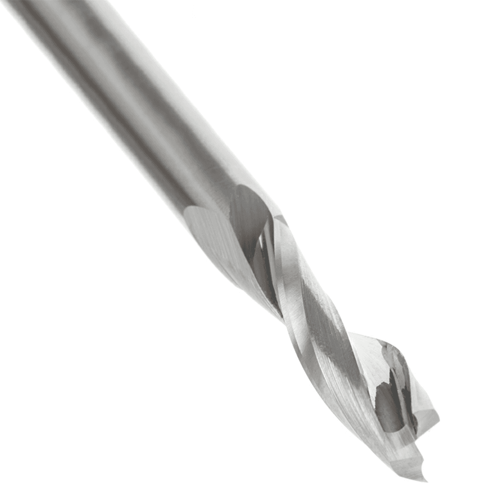 1/4" Dia x 1" Solid Carbide CNC Spiral 'O' Double Flute, Plastic Cutting, 1/4" Shank, 2-1/2" Long Up-Cut Router Bit Alt 5 - Image