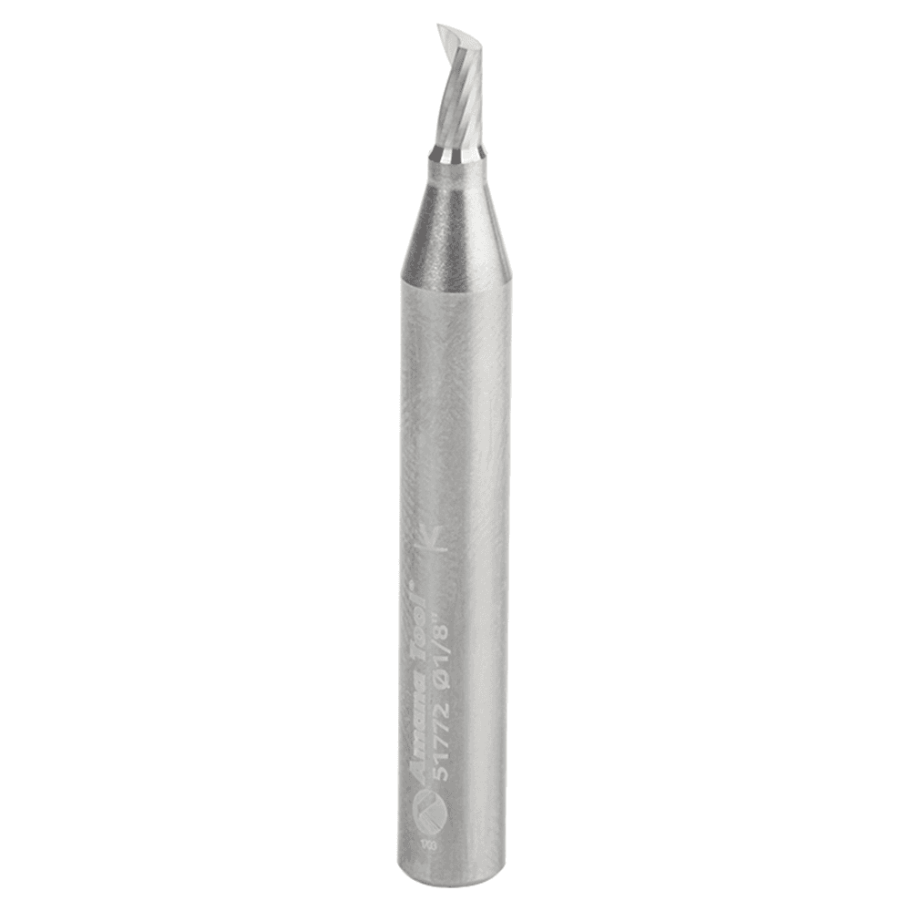 1/8" Dia x 1/4" Solid Carbide CNC Spiral 'O' Single Flute, Aluminum Cutting, 1/4" Shank, Down-Cut Alt 1 - Image