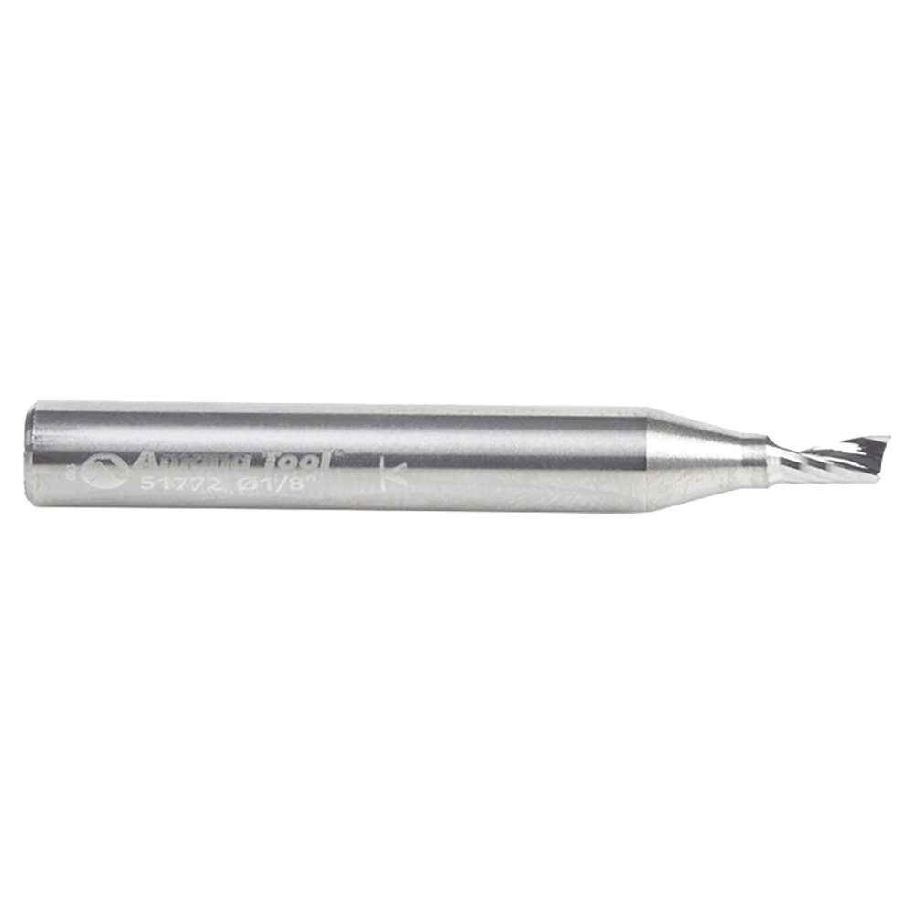 1/8" Dia x 1/4" Solid Carbide CNC Spiral 'O' Single Flute, Aluminum Cutting, 1/4" Shank, Down-Cut Alt 2 - Image