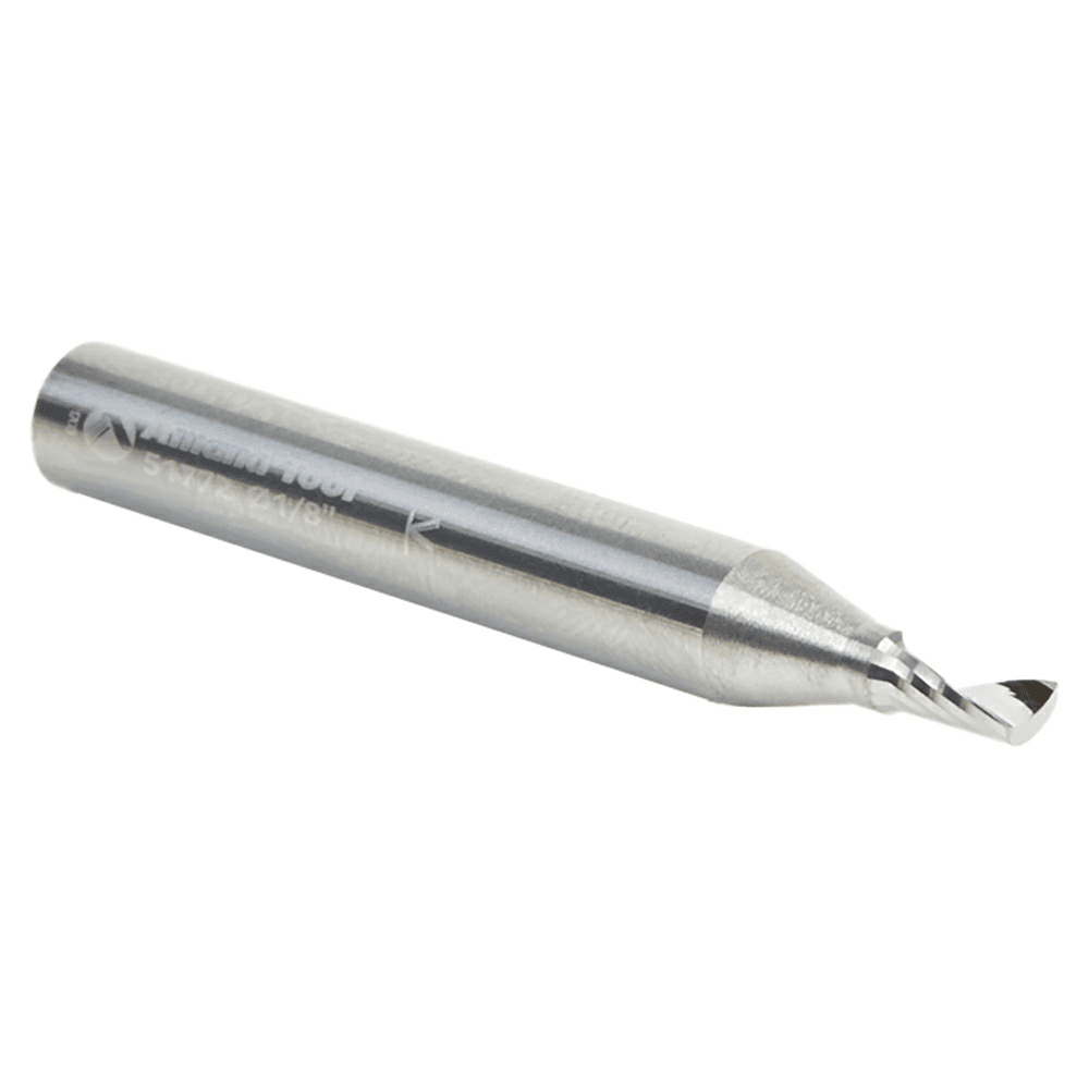 1/8" Dia x 1/4" Solid Carbide CNC Spiral 'O' Single Flute, Aluminum Cutting, 1/4" Shank, Down-Cut Alt 3 - Image