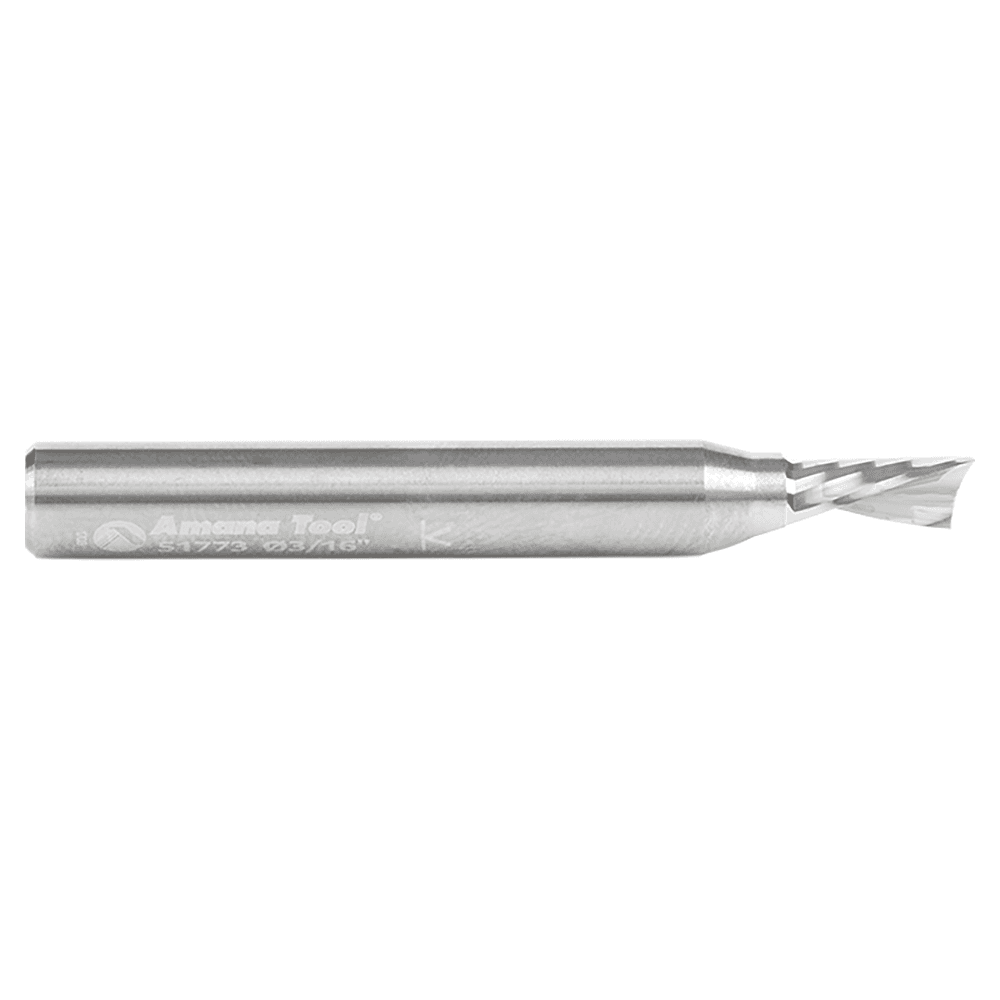 3/16" Dia x 3/8" Solid Carbide CNC Spiral 'O' Single Flute, Aluminum Cutting, 1/4" Shank, Down-Cut Alt 2 - Image