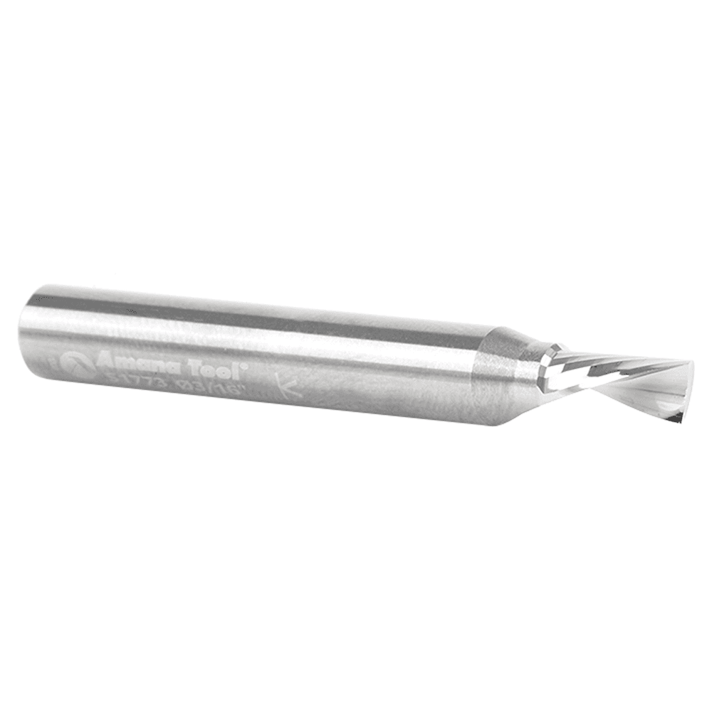 3/16" Dia x 3/8" Solid Carbide CNC Spiral 'O' Single Flute, Aluminum Cutting, 1/4" Shank, Down-Cut Alt 3 - Image