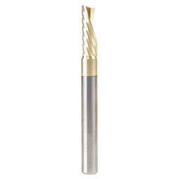 1/4" Dia x 7/8" Solid Carbide CNC Spiral 'O' Single Flute, Aluminum Cutting, 1/4" Shank, Down-Cut ZrN Coated Router Bit Alt 1 - Image