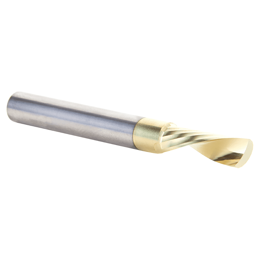 1/4" Dia x 7/8" Solid Carbide CNC Spiral 'O' Single Flute, Aluminum Cutting, 1/4" Shank, Down-Cut ZrN Coated Router Bit Alt 3 - Image