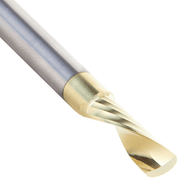 1/4" Dia x 7/8" Solid Carbide CNC Spiral 'O' Single Flute, Aluminum Cutting, 1/4" Shank, Down-Cut ZrN Coated Router Bit Alt 4 - Image