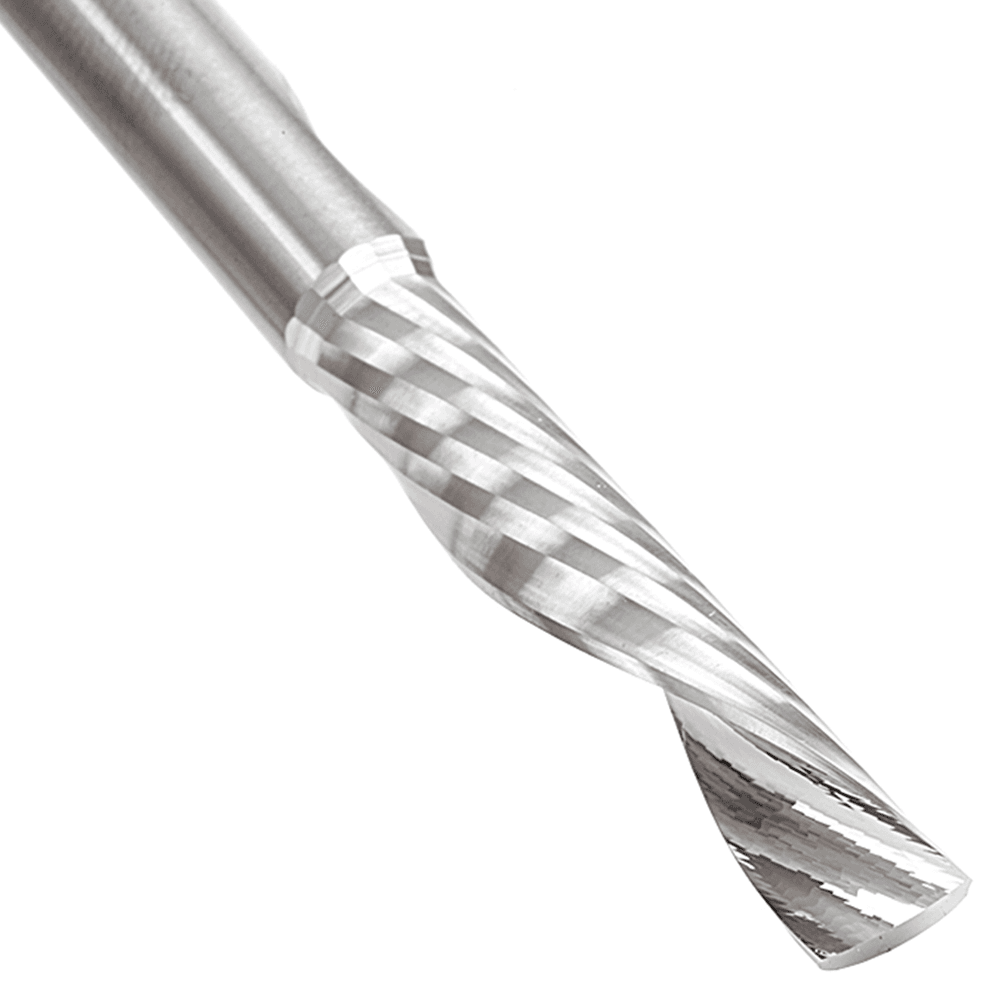 1/4" Dia x 1-1/4" Solid Carbide CNC Spiral 'O' Single Flute, Aluminum Cutting, 1/4" Shank, Down-Cut Alt 4 - Image
