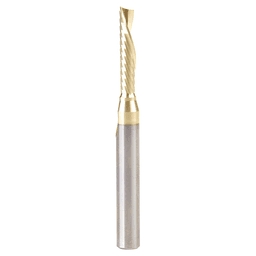 3/16" Dia x 7/8" Solid Carbide CNC Spiral 'O' Single Flute, Aluminum Cutting, 1/4" Shank, Down-Cut ZrN Coated Router Bit Alt 1 - Image