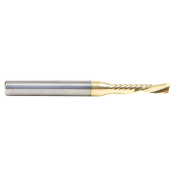 3/16" Dia x 7/8" Solid Carbide CNC Spiral 'O' Single Flute, Aluminum Cutting, 1/4" Shank, Down-Cut ZrN Coated Router Bit Alt 2 - Image