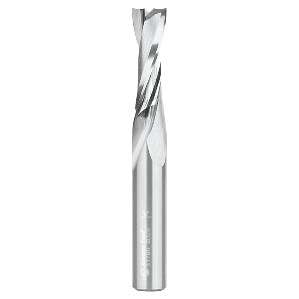3/8" Dia x 1-1/8" Solid Carbide CNC Spiral 'O' Double Flute, Plastic Cutting, 3/8" Shank, 3" Long Up-Cut Router Bit Alt 1 - Image