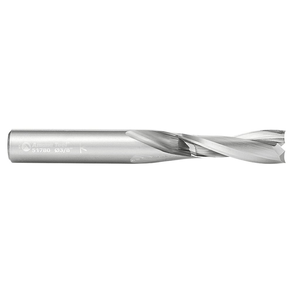 3/8" Dia x 1-1/8" Solid Carbide CNC Spiral 'O' Double Flute, Plastic Cutting, 3/8" Shank, 3" Long Up-Cut Router Bit Alt 2 - Image