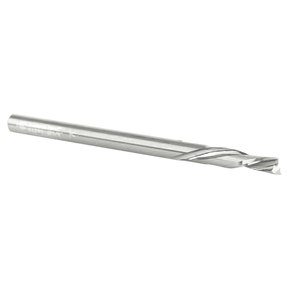 1/8" Dia x 1/2" Solid Carbide CNC Spiral 'O' Double Flute, Plastic Cutting, 1/8" Shank, 2" Long Down-Cut Router Bit Alt 3 - Image