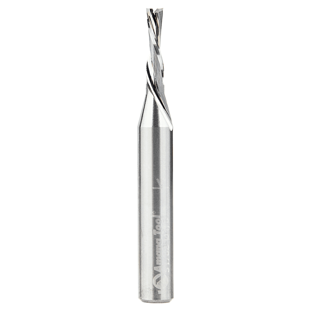 1/8" Dia x 1/2" Solid Carbide CNC Spiral 'O' Double Flute, Plastic Cutting, 1/4" Shank, 2" Long Down-Cut Router Bit Alt 1 - Image